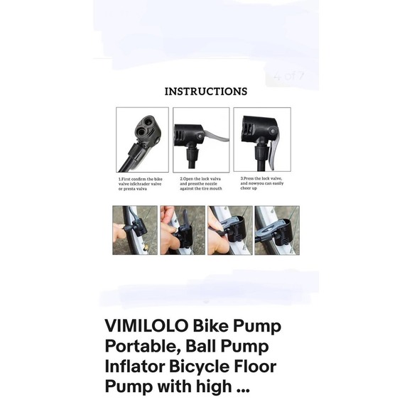 Vimilolo Bike Pump Portable, Ball Pump Inflator NEW - Picture 4 of 8
